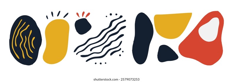 Set of abstract organic shape. hand drawn doodle art. vector blob