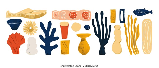 Set of abstract organic shape. hand drawn doodle art. vector blob