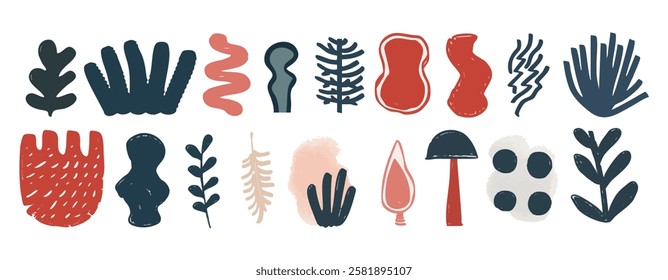 Set of abstract organic shape. hand drawn doodle art. vector blob