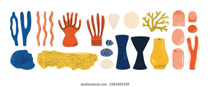 Set of abstract organic shape. hand drawn doodle art. vector blob