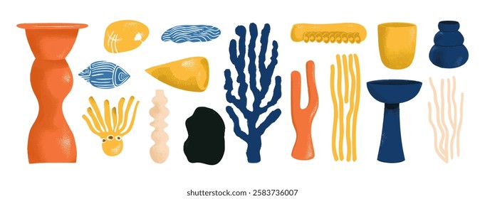 Set of abstract organic shape. hand drawn doodle art. vector blob