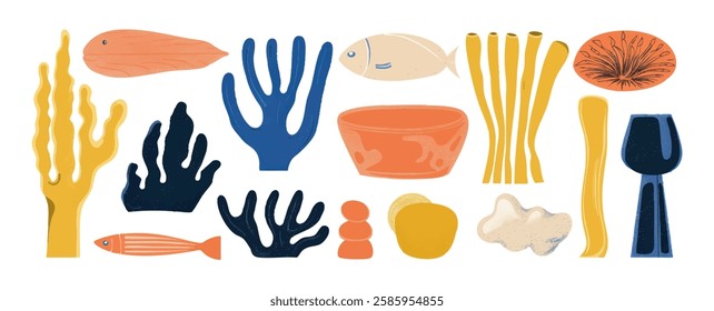 Set of abstract organic shape. hand drawn doodle art. vector blob