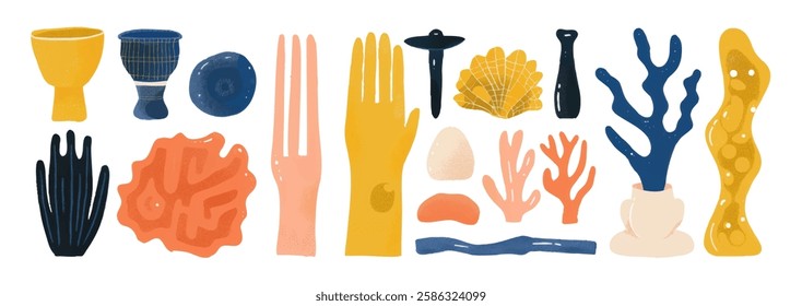 Set of abstract organic shape. hand drawn doodle art. vector blob
