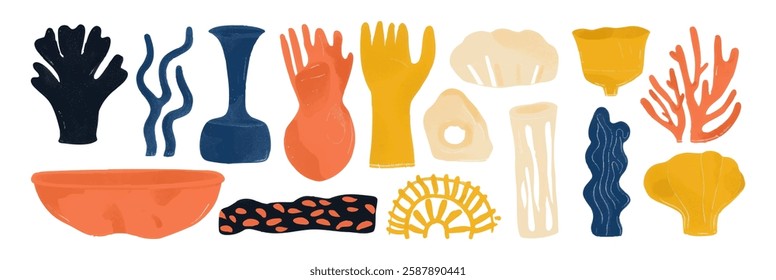 Set of abstract organic shape. hand drawn doodle art. vector blob