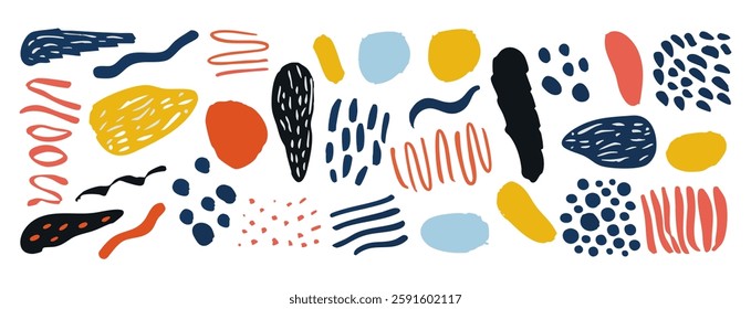 Set of abstract organic shape. hand drawn doodle art. vector blob