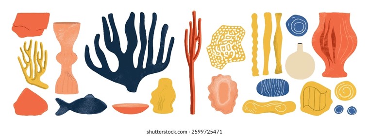 Set of abstract organic shape. hand drawn doodle art. vector blob