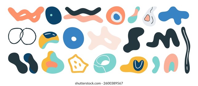Set of abstract organic shape. hand drawn doodle art. vector blob