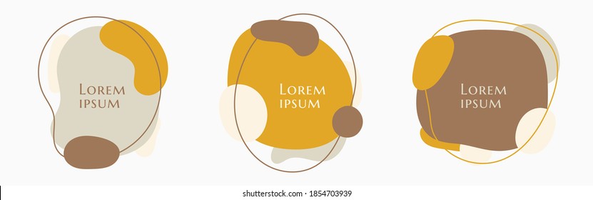 Set of abstract organic shape line in minimal trendy style with space for your text on white background. Vector illustration