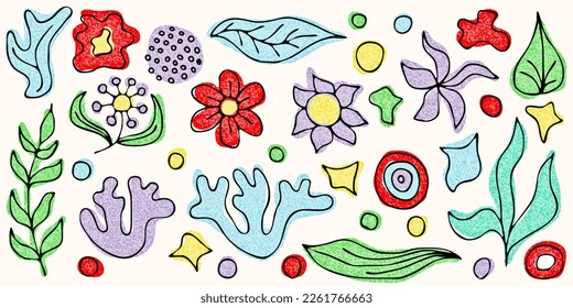 Set of abstract organic shapes, amorphous and vegetable figures, hand drawn elements for design