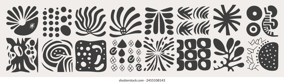 Set of abstract organic shapes. Cute naive modern vector flat illustration. Boho modern style. Bohemian collection of wavy and liquid shapes