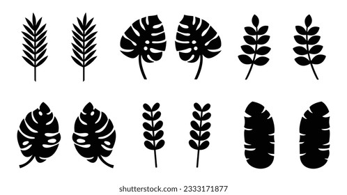 Set of abstract organic shapes inspired by matisse. Plants, leaf, algae, vase in paper cut collage style. Contemporary aesthetic vector element for logo, decoration, print, cover, wallpaper