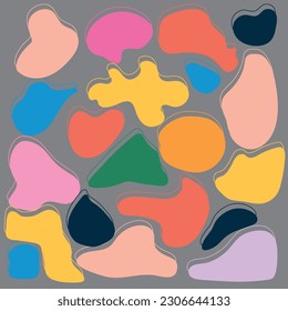 set of abstract organic shapes. Abstract irregular random blobs. Simple liquid amorphous splodge. Trendy minimal designs for presentations, banners, posters and flyers. Vector