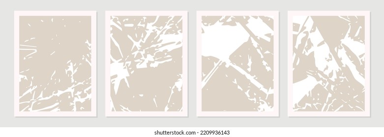 Conjunto de formas orgánicas abstractas, líneas y texturas en blanco sobre fondo desnudo neutro y beige. 
Patrón de colores de la Tierra en estilo minimalista. Arte contemporáneo moderno en blanco. Ilustración vectorial.