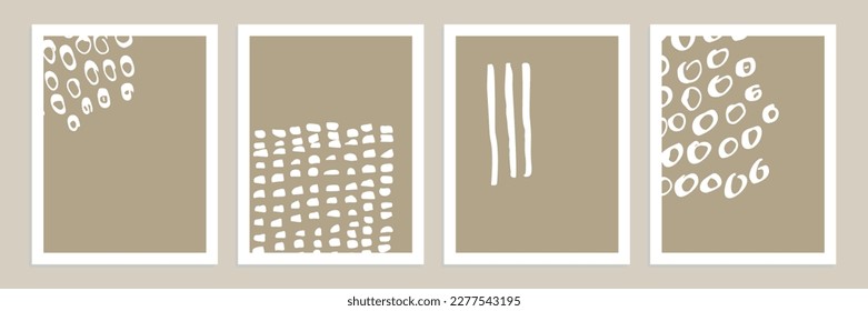 Conjunto de formas orgánicas abstractas, líneas y texturas en blanco sobre fondo desnudo neutro y beige. 
Patrón de estilo minimalista. Arte contemporáneo moderno en blanco. Ilustración vectorial.
