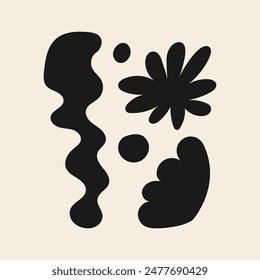 Set of abstract organic shapes. Modern art poster. Vector flat illustration with floral silhouettes