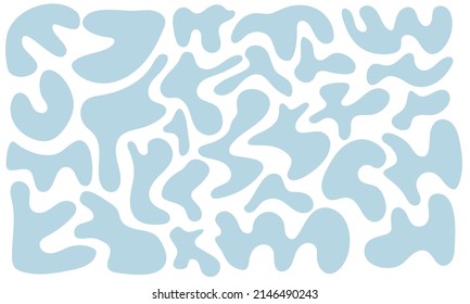 Set of abstract organic shapes, spots, blobs, patterns, wavy and rounded. Modern design elements