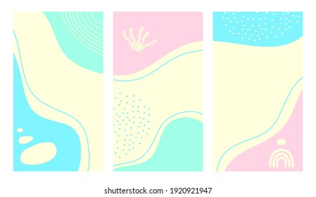 Conjunto de formas orgánicas abstractas adecuadas para la imagen de fondo como publicación o historia en medios sociales, campaña, invitación, pancarta, volante, etc.