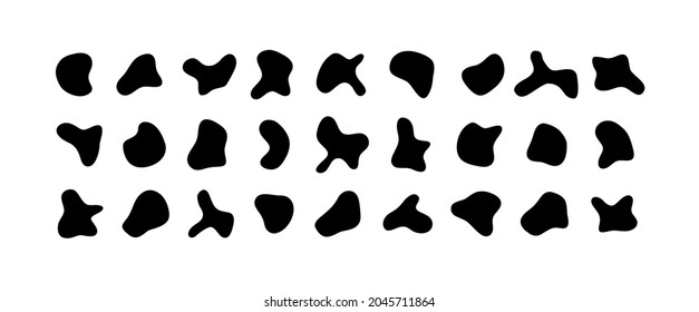 Set of abstract organic shapes. Vector random oval blobs collection. 
