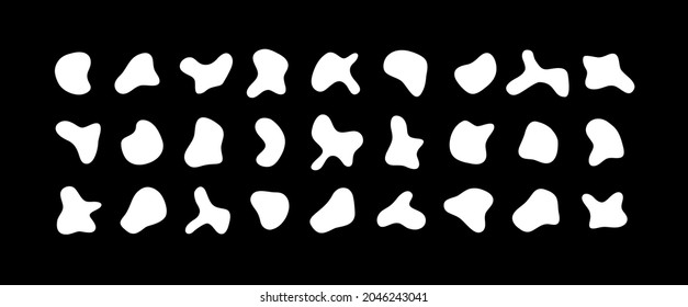 Set of abstract organic shapes. Vector random oval blobs collection. 
