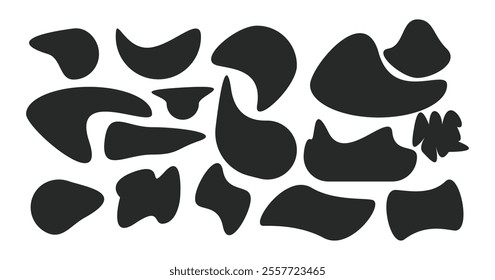 Set of abstract organic shapes. Vector liquid shadows random shapes. Black cube drops simple shapes. vector illustration isolate on white background.