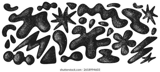 Set of abstract organic shapes and voluminous textures. 3d illustration effect of geometric shapes. Design layouts hand-drawn vector elements. Vector illustration