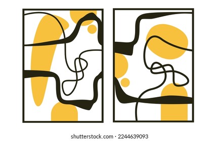 Set of abstract organic shapes wall print poster for bedroom. Elegant wall art for living room. Good for poster, background, home decor and wallpaper.