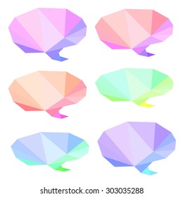 Set of Abstract origami crystal speech bubble