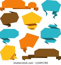 Set of abstract origami speech bubble vector background.