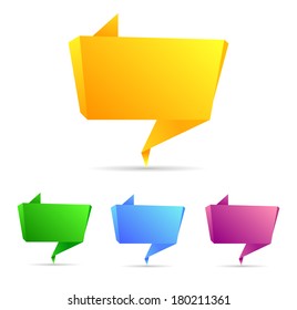 Set of abstract origami speech bubble vector background 