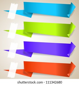 Conjunto de etiquetas de origami abstractas. Ilustración de vectores eps10