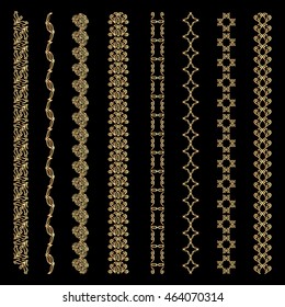 Set of abstract, ornamental and vintage borders for design card, invitation, brochure, book, magazine. 