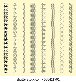 Set of abstract, ornamental and vintage borders for design card, invitation, brochure, book, magazine.