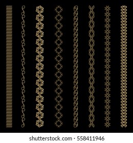 Set of abstract, ornamental and vintage  gold borders for design card, invitation, brochure, book, magazine.