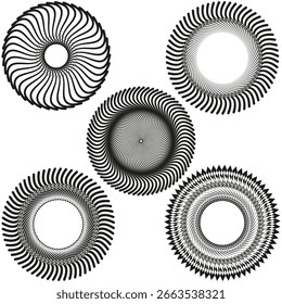 Defina ornamentos abstratos. Design de padrão radial. Ilustração de formas geométricas. Elementos gráficos vetoriais. EPS 10.