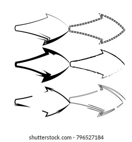 set of  abstract outline arrow illustration vector isolated on white background