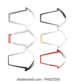 set of  abstract outline arrow illustration vector isolated on white background