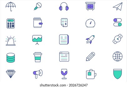 set of abstract outline colorful icons design for web and mobile applications