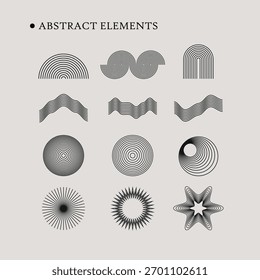 set of abstract outline graphic elements for backgrounds, design, posters, banners. Wire mesh line art