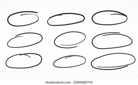 Set of abstract outline hand-drawn circles for the pointer