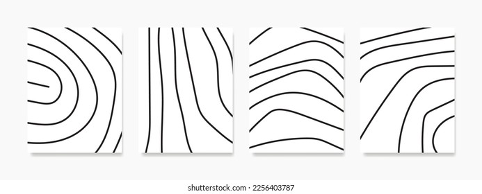 Set of Abstract outlines painted Illustrations for Wall Decoration. Abstract wall art design for print, cover, wallpaper, Minimal and natural wall art.