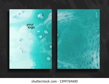 Set of abstract painted background, flyer, business card, brochure, poster, for printing. Trend vector. Liquid marble.