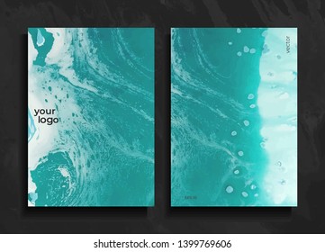 Set of abstract painted background, flyer, business card, brochure, poster, for printing. Trend vector. Liquid marble.
