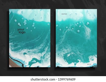 Set of abstract painted background, flyer, business card, brochure, poster, for printing. Trend vector. Liquid marble.