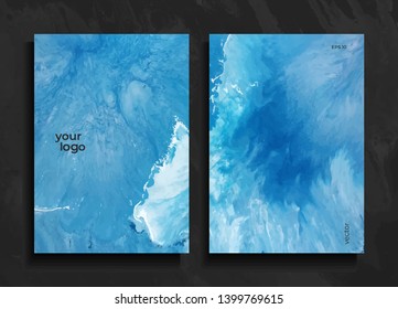 Set of abstract painted background, flyer, business card, brochure, poster, for printing. Trend vector. Liquid marble.
