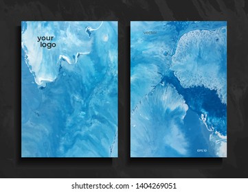 Set of abstract painted background, flyer, business card, brochure, poster, for printing. Trend vector. Liquid marble. 