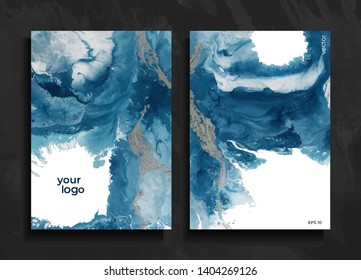 Set of abstract painted background, flyer, business card, brochure, poster, for printing. Trend vector. Liquid marble. 