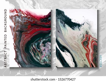 Set of abstract painted background, flyer, business card, brochure, poster, for printing. Trend vector. Liquid marble 