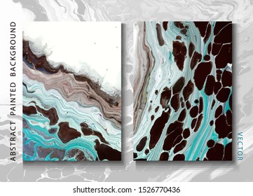 Set of abstract painted background, flyer, business card, brochure, poster, for printing. Trend vector. Liquid marble 
