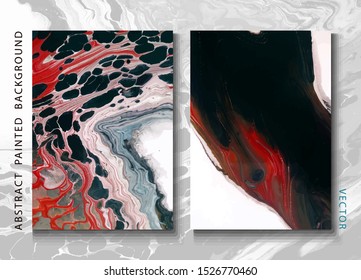 Set of abstract painted background, flyer, business card, brochure, poster, for printing. Trend vector. Liquid marble 