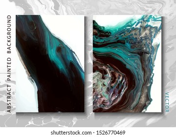 Set of abstract painted background, flyer, business card, brochure, poster, for printing. Trend vector. Liquid marble 